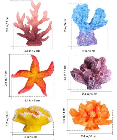 UEETEK 6-Pack Multicolor Sea Star & Coral Aquarium Decor - Realistic Fake Ornaments for Fish Tank Decoration - Buy Online on GoSupps.com