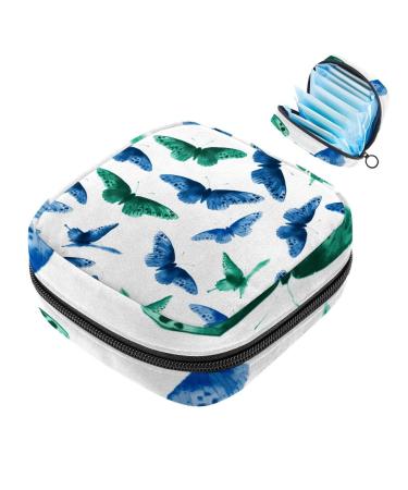 Muooum menstrual artery Bag zipper women's bandage bag tampons collect bags for women girls (butterflies green blue) Color 4