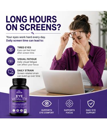 HerbaMe Eye Vitality - Eye Vitamins Supplement | Supports Vision & Macular Health | With Lutein, Bilberry, Zinc & More | 90 Capsules - Buy Online on GoSupps.com