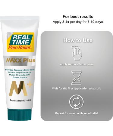 Real Time Pain Relief MAXX Plus - 4oz Tube | Intensive Formula with 19 Natural Ingredients Including Hemp Oil | Fast-Acting Relief for Muscle Pain Arthritis Backaches and More 4 Ounce Tube - Buy Online on GoSupps.com