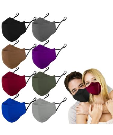 Washable Reusable Cloth Face Mask - 4 Ply Cloth Mask for Women Men, Teens, Breathable with Nose Wire & Adjustable Ear Loop 8 Count (Pack of 1) Color-1