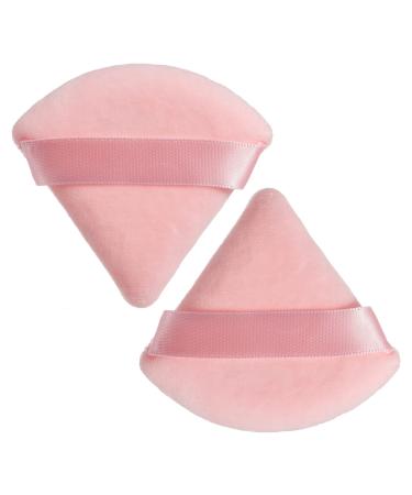 PROUSKY Triangle Powder Puffs Soft Makeup Velour Puff Cotton Mini Powder Puff for Pressed Loose Powder Cosmetic Foundation Sponge Mineral Wet Dry Makeup (2 Pieces Triangle Dark Pink) 2 Pieces Triangle Dark Pink