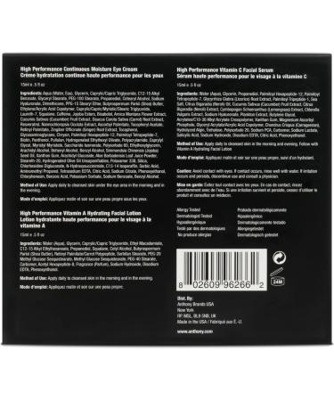 Buy Anthony High Performance Trio Kit | Eye Cream Vitamin C Serum & Hydrating Lotion | Anti-Aging Skincare for All Skin Types - International Shipping - Buy Online on GoSupps.com
