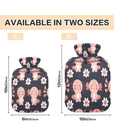 Axolotl Hot Water Bottle with Daisy Motif | 2L Plush Winter Warmer for Kids & Adults - Buy Online on GoSupps.com