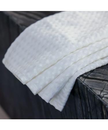 linendo Cotton Linen Waffle Weave Washcloths 12x12 White - Set of 4  Highly Absorbent Super Soft Luxury Fast Drying Face Towels for Home and Kitchen White Washcloths 12x12