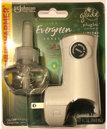 Glade Plugins Scented Oil Starter Kit - Limited Edition Holiday Collection - ICY Evergreen Forest - 1 Oil Refill & 1 Oil Warmer