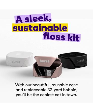 BURST Vegan Dental Floss Set with Juniper Berry Aroma - Charcoal Coating, Expanding Technology - Textured, 12 Week Supply (32 Yards) - Rose Gold - Buy Online on GoSupps.com