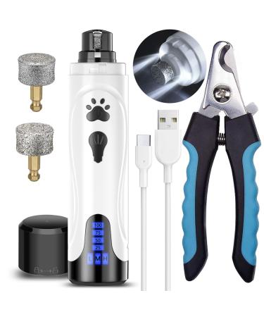 YABIFE Dog Nail Grinder, Dog Nail Trimmers and Clippers Kit, Super Quiet Electric Pet Nail Grinder, for Small Large Dogs & Cats Toenail & Claw Grooming,3 Speeds, 2 Grinding Wheels blue scissor