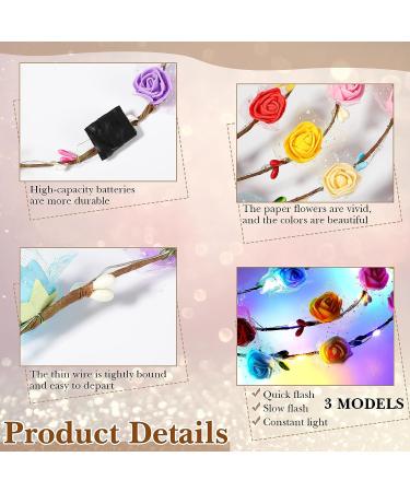 LED Flower Crown Headband - 30 Pcs Multicolor Lighted Hair Accessories for Women & Girls - Luminous Floral Headpiece for Wedding Party - Buy Online on GoSupps.com