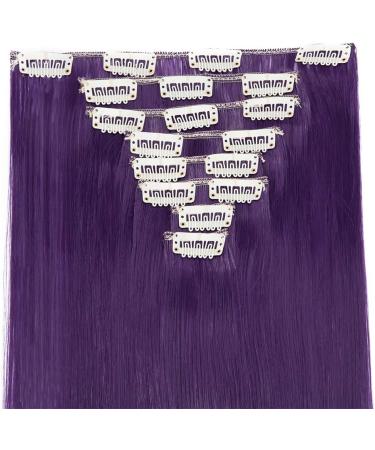 SILK-CO 26 Black-Purple 8PCS Clip in Hair Extensions - 100% Synthetic Straight Hair Piece - 26 Inch Full Head Extension - Buy Online on GoSupps.com