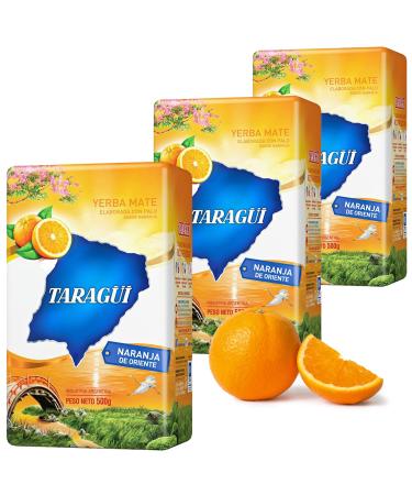 Taragui Yerba Mate Tea Naranja de Oriente - Orange 1.5 kg (500g x 3) |Mate tea from Argentina - the ripening period is 12 months |Detox and energy drink