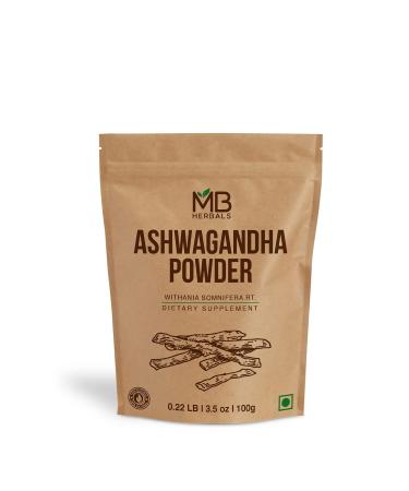 MB Herbals Pure Ashwagandha Powder 100 Gram (3.5 oz) | Withania somnifera Root Powder