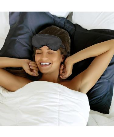 Olivia Rose Black Satin Silk Pillowcase & Eye Mask Sleep Set - Natural Fiber for Hair and Skin - Buy Online on GoSupps.com