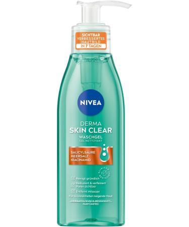 NIVEA NIVEA Derma Skin Clear Cleansing Gel cleanser for a visibly improved complexion effective facial cleansing for impure skin with salicylic acid and niacinamide (150 ml)