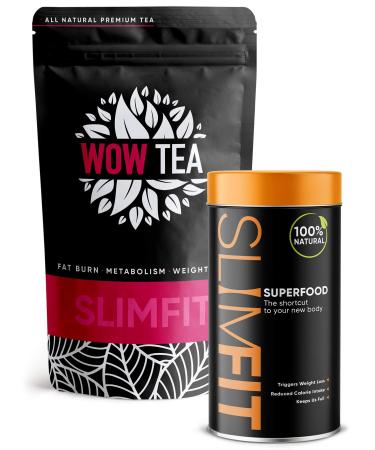ATOP LLC WOW TEA Dual Tea & Meal Replacement Superfood Combo Weight Loss and Detox Tea 9 Superfoods Organic herbal tea with loose leaves 300g Made in EU