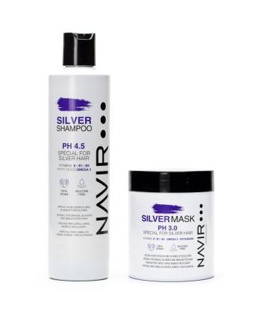 Navir Profesional NAVIR Professional Purple Shampoo and SILVER Mask Toner for gray blonde and bleached hair Shampoo 300 ml + Mask 250 ml
