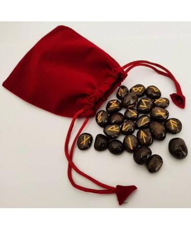 Sharvgun Garnet Rune Stone Set 25 pi ces avec tableau en bois MDF runique grav lettrage symbolique pa en velours noir/rouge pochette incluse bo te cadeau - Buy Online on GoSupps.com