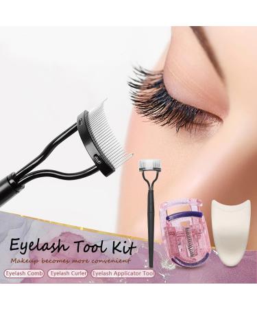 Portable Mini Eyelash Application Tool Kit - Eyelash Curler Separator Mascara Comb & Tweezers - 3 Pcs Foldable Black Set for Beginners & Daily Use - Buy Online on GoSupps.com