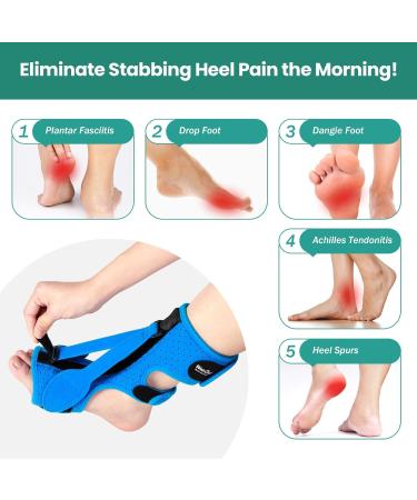Plantar Fasciitis Relief Night Splint | Adjustable Brace for Heel Pain & Achilles Tendonitis - Welnove - Unisex - Blue - Buy Online on GoSupps.com