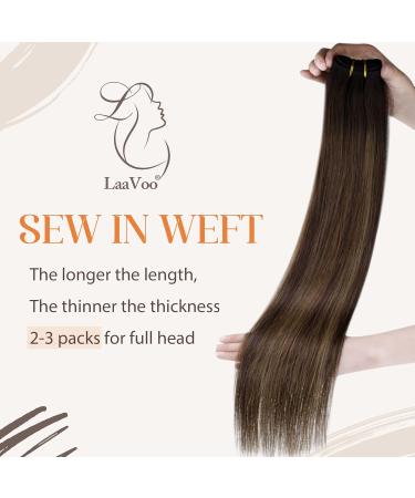 LAAVOO TREEEN Real Hair Extensions 30cm - Darkest Brown Ombre Light Brown Balayage Remy Sew-In 80g #2/8/2 - Buy Online on GoSupps.com
