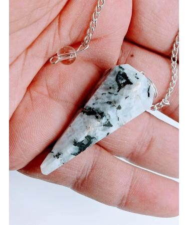 Moonstone Crystal Pendulum - Divination Dowsing and Spiritual Healing Tool with Healing Energy White Rainbow Gemstone White Rainbow Moonstone - Buy Online on GoSupps.com