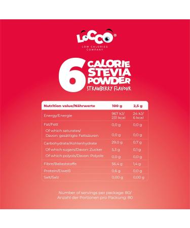 Locco Strawberry Flavour Powder 200g | Low Calorie Vegan Keto | 6 Calories, 0g Fat | Stevia Sweetened | Sugar-Free Natural Aromas | Dietary Supplement - Buy Online on GoSupps.com