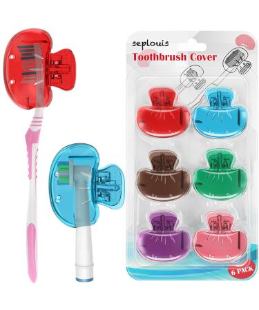Nincha Snap-on Toothbrush Head Cover for Manual and Powered Toothbrush - Multiple Colors -Pack of 6
