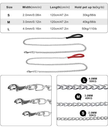 PETTOM Dog Leash Chain - Bite-Resistant Training Leash for Large & Small Dogs (Under 50kg) - Durable Black Quality - Buy Online on GoSupps.com