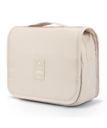 Mossio Hanging Toiletry Bag - Large Cosmetic Makeup Travel Organizer for Men & Women with Sturdy Hook Beige