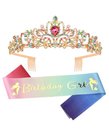 Birthday Girl Crown, Birthday Sash for Girls, Tiaras for Girls, Princess Crown Tiara, Birthday Gifts for Girls, Happy Birthday Tiara Headband for Girls, Birthday Accessories, Birthday Party Favors Birthday Girl 08