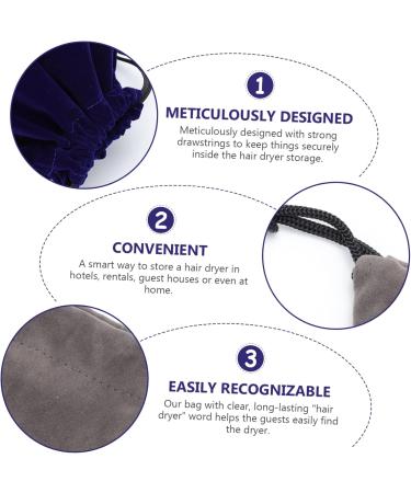 FOMIYES 4 Pcs Storage Bag Drawstring Hair Dryer Pouch Travel Jewelry Bag Portable Hair Dryer Case Velvet - Buy Online on GoSupps.com