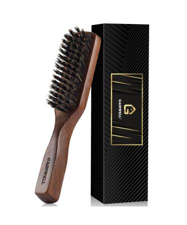 Mens Wild Boar Bristle Hair Brush - Stiff Bristles  Black Walnut Wooden Handle by GAINWELL