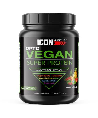 Opto Vegan Super Protein- Vanilla | Vegan Protein | Plant Based Protein | Hemp Pea Brown Rice | Greens | Antioxidants Vanilla Shake