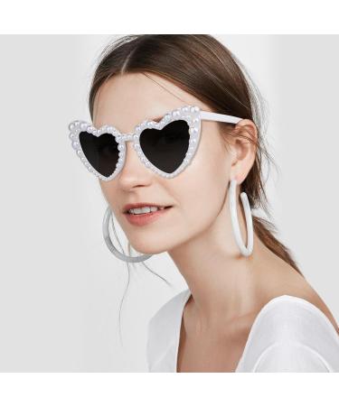 White Bride Sunglasses - Heart Glasses for Bachelorette Party | Bridesmaid Gifts & Accessories - Buy Online on GoSupps.com