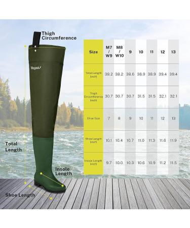 Lightweight Waterproof Hip Waders for Men and Women - Size 10 Army Green - Buy Online on GoSupps.com