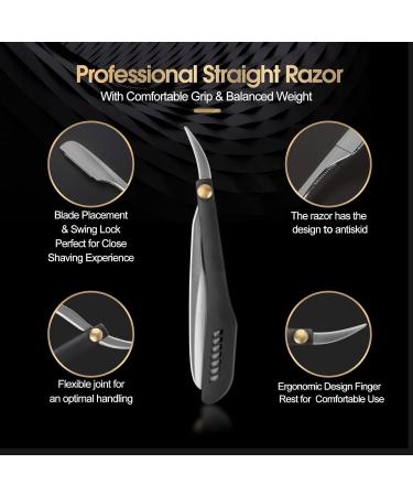 Professional Stainless Steel Straight Razor for Men | Black Barber Shaver for Home Salon Grooming - Buy Online on GoSupps.com