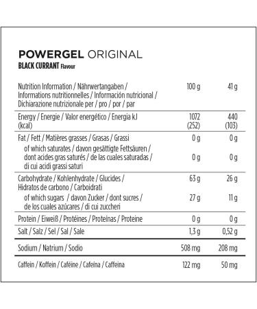 Powerbar Powergel Original Black Currant 24x41g - High Carb Energy Gel with C2Max & 50mg Caffeine - Fast International Shipping - Buy Online on GoSupps.com