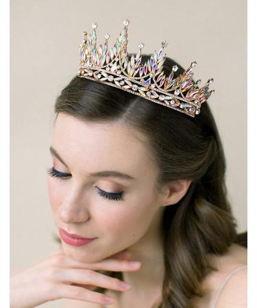 SWEETV Rhinestone Queen Crown - Crystal Wedding Tiara for Bride | Multicolored Costume Hair Accessory for Prom, Quinceanera & Celebrations - Buy Online on GoSupps.com