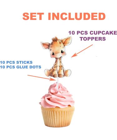 10 PCS Party Giraffe Jungle Animal Cupcake Toppers - Add a Touch of Wild Elegance to Your Treats! - Buy Online on GoSupps.com