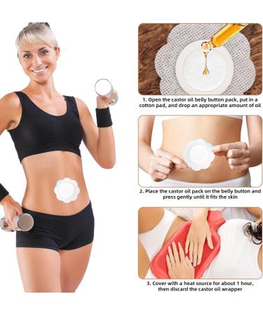100pcs Castor Oil Pack Wrap for Belly Button Disposable Castor Oil Button Patches Pad Highly Absorbent Spunlace Cloth Self-Adhesive Organic Cover Compress Patch (Oil Not Included) - Buy Online on GoSupps.com