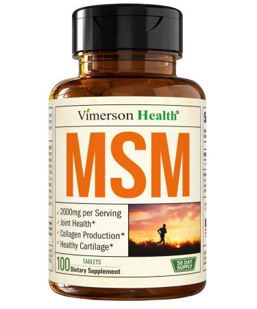 MSM 2000mg - Joint Support Supplement for Cartilage & Joint Health. Antioxidant Properties. Aids Inflammatory Response. Occasional Discomfort Relief - Back Knees Hands. Non-GMO. Vegan. 50 Day Supply