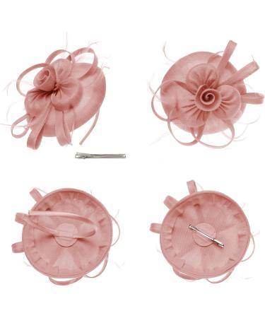 Z&X Sinamay Fascinator Pillbox Hat with Headband & Hair Clip - Elegant Nude Pink Hat for Cocktail & Tea Parties - One Size - Buy Online on GoSupps.com