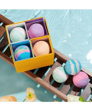 Large Bath Bombs Gift Set with Essential Oils - 8 Handmade Organic XXL Bombs for Women - 4.6oz - Yellow - Buy Online on GoSupps.com