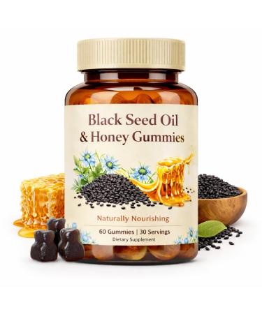 SILVEMOON Black Seed Oil Gummies with Honey Cold-Pressed Immune Support Daily Wellness Support for Digestion Skin & Hair 60 Gummies