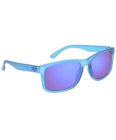 proSPORT Reading Sunglass Readers Horn Rim Frame with Blue Mirrored Lenses for Men and Women NOT BIFOCAL Carribean Blue 2.0 x