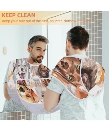 Animal Dog Painting Beard Bib Apron - Waterproof Hair Catcher for Men Grooming Perfect Gifts with 2 Suction Cups - Buy Online on GoSupps.com