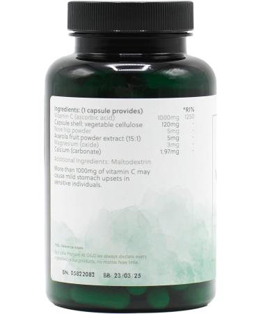 High Strength 1000mg Vitamin C Capsules with Rosehip & Acerola | 120 Vegan Capsules | G&G Vitamins - Buy Online on GoSupps.com