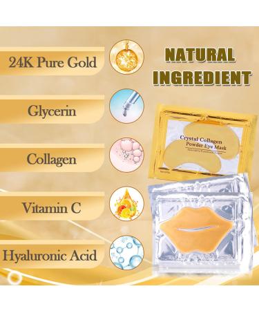 30 Pairs 24K Gold Eye Masks & Collagen Lip Masks - Reduce Puffy Eyes Dark Circles & Fine Lines | Crystal Collagen Skin Care for Men & Women - Buy Online on GoSupps.com
