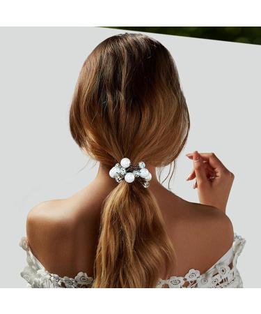 KKNEKKI Hair Scrunchie Beads - Elastic Headband with Faux Pearls and Crystals for Girls - 3 Colours: Black Brown Beige - Buy Online on GoSupps.com