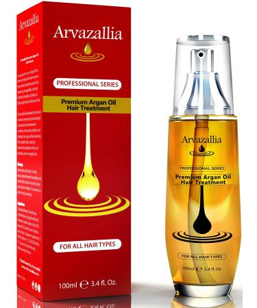 Argan Oil for Hair Treatment By Arvazallia Leave in Treatment & Conditioner 3.4 Fl Oz (Pack of 1)